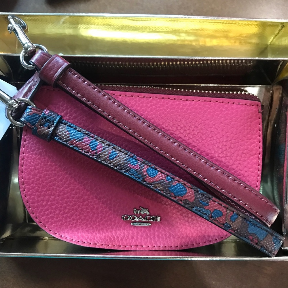 Coach Rose Wristlet with 2 Straps in Gift Box